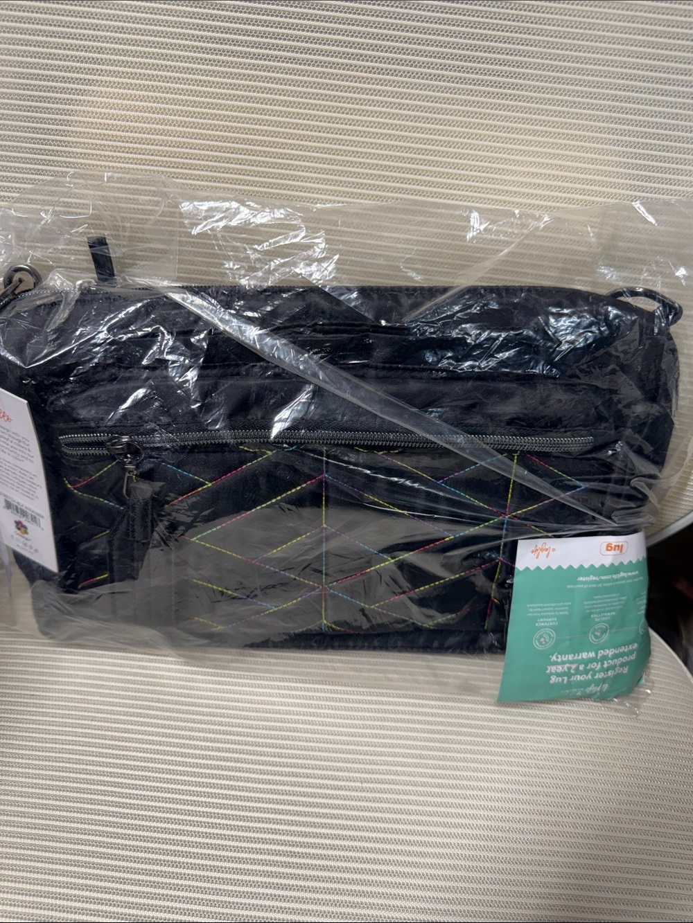 lug Stretch black with Rainbow Stitch Accents BNWT never opened - Picture 3 of 4